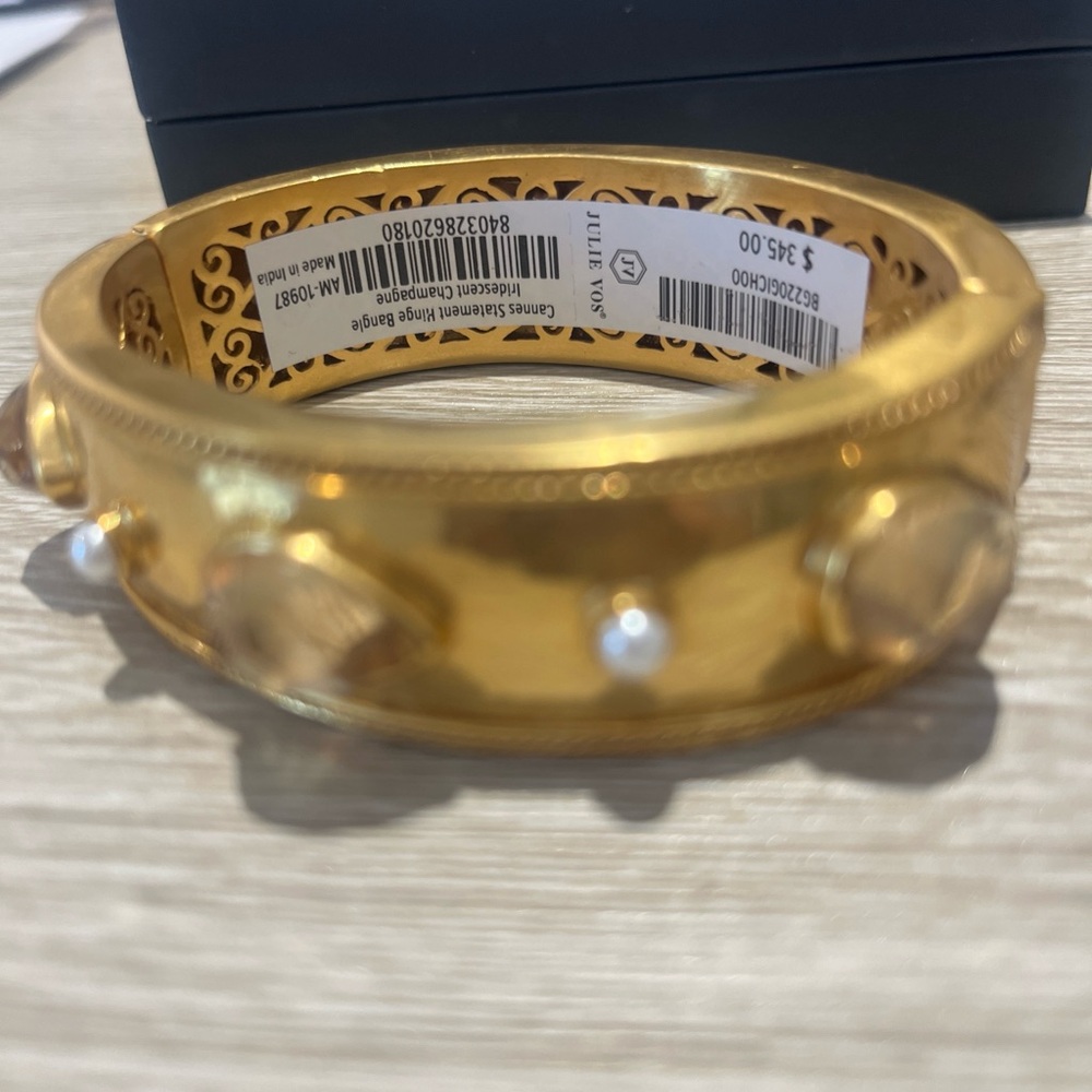 NWT - Julie Vos Gold Bangle with Pearl Accents